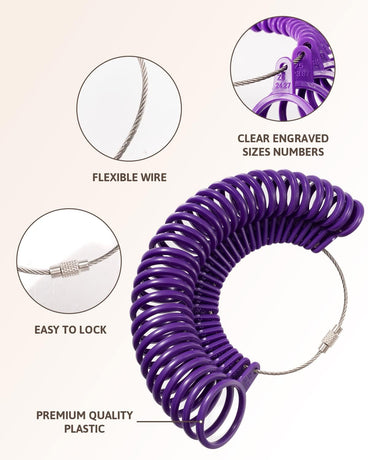 Petluno Ring Sizer Australia, A-Z Measurement Tool Australian Sizes, Finger Size Measure, with Clear Scale, Easy to Use, Gauge for Women, Men (Plastic Set) Plastic Set