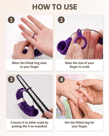 Petluno Ring Sizer Australia, A-Z Measurement Tool Australian Sizes, Finger Size Measure, with Clear Scale, Easy to Use, Gauge for Women, Men (Plastic Set) Plastic Set