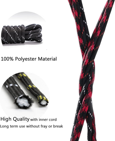 Round Work Boot Laces - Heavy Duty, Thick Replacement for Men, Women, Adults Walking, Hiking, Steel Toe, Safety, Hunting Boots Black/Brown 29