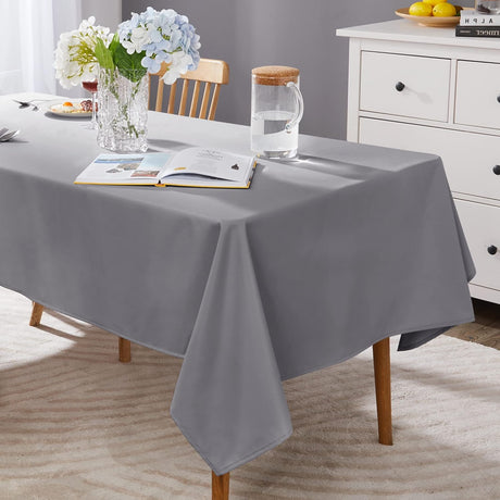 Petluno Oxford Decorative Table Cloth Rectangle Water Resistant Tablecloth for Home 137x200cm(54x79in) Grey 79 x 54 inch (Rectangular)