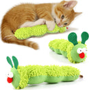 Petluno Cat Catnip Toy for Indoor Cats, Chew Teeth Cleaning, Bite-Resistant Plush Caterpillar Design, Dental Health Benefits, Green