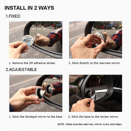 Petluno Blind Spot Mirrors, Round Frameless 360° Rotate Sway Adjustable HD Glass Convex Mirror Maximize RearView Universal for Car SUV Trucks Traffic Safety - Pack 2