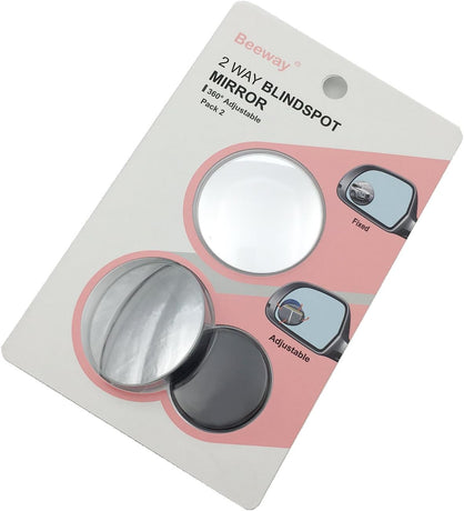 Petluno Blind Spot Mirrors, Round Frameless 360° Rotate Sway Adjustable HD Glass Convex Mirror Maximize RearView Universal for Car SUV Trucks Traffic Safety - Pack 2