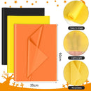 Petluno 60 Sheets Black Orange Yellow Tissue Paper Bulk, Gift Wrap for Packaging Birthday Wrapping Wedding Construction Party Decorations Black, Orange,