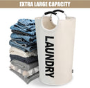 Petluno 90L Large Laundry Basket, Collapsible Bag, Freestanding Tall Clothes Hamper, Foldable Washing Bin (Beige) Beige