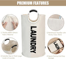 Petluno 90L Large Laundry Basket, Collapsible Bag, Freestanding Tall Clothes Hamper, Foldable Washing Bin (Beige) Beige