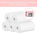 Thermal printing paper refill 5.7*3.0 CM for kids' instant cameras, width 5.7 cm, white, inkless (5 rolls) white