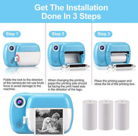 Thermal printing paper refill 5.7*3.0 CM for kids' instant cameras, width 5.7 cm, white, inkless (5 rolls) white