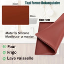 Silicone Sponge Cake Mat 30x40x1cm Swiss Roll Baking Mat for Rolling - Flexible with Rim (Brown) Brown