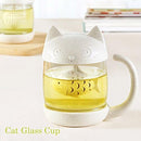 Petluno Glass Cat Teacup, Fish Infuser Water Bottle, 250ML Bulk Strainer White