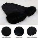 Warm women's winter gloves with thermal fleece text Black M
