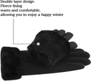 Warm women's winter gloves with thermal fleece text Black M