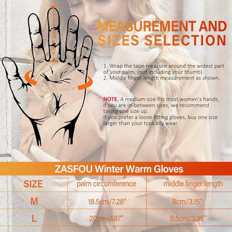 Warm women's winter gloves with thermal fleece text Black M