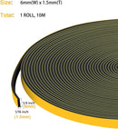 Joint Isolation for Window Door, Adhesive Rubber Foam, Sealing Insulation Strip, Anti-foid Shockproof, 6 mm (L) x 1.5 (H), total 10 m Black 1.5mm 10M
