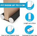 Insulated Door Draft Stopper with Eco-Friendly Oxford Fabric, Petluno 93cm Cut to Size, Double for Internal Doors 3-5 cm, Black