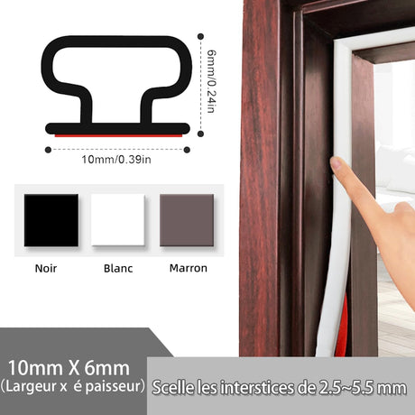 Combined French Door Thermal and Acoustic Insulation Seal, Self-Adhesive Rubber Entry Weatherstrip, PVC Cold Insulation Draught Excluder, Weather Stripping Door Seal (6M, D-White) D-white 6M