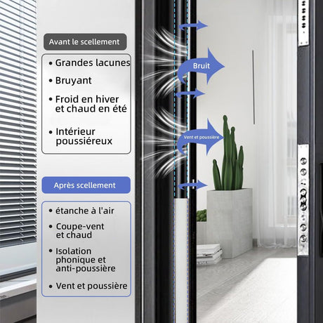 Combined French Door Thermal and Acoustic Insulation Seal, Self-Adhesive Rubber Entry Weatherstrip, PVC Cold Insulation Draught Excluder, Weather Stripping Door Seal (6M, D-White) D-white 6M