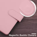 Petluno A6 PU Leather Notebook Binder 6 Ring Refillable Budget Cover for Refill Paper, Loose Leaf Personal Planner Organizer with Magnetic Buckle School, Office, Travel & Photocard, Pink