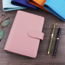 Petluno A6 PU Leather Notebook Binder 6 Ring Refillable Budget Cover for Refill Paper, Loose Leaf Personal Planner Organizer with Magnetic Buckle School, Office, Travel & Photocard, Pink