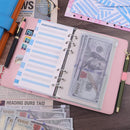 Petluno A6 PU Leather Notebook Binder 6 Ring Refillable Budget Cover for Refill Paper, Loose Leaf Personal Planner Organizer with Magnetic Buckle School, Office, Travel & Photocard, Pink