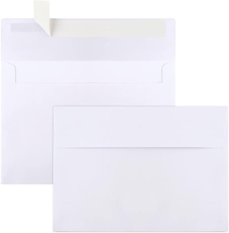 50 Packs 5x7 Envelopes, White A7 Envelopes for Invitations, Printable, Self Seal Weddings, Photos, Postcards, Greeting Cards, Mailing (5.25x7.25in)