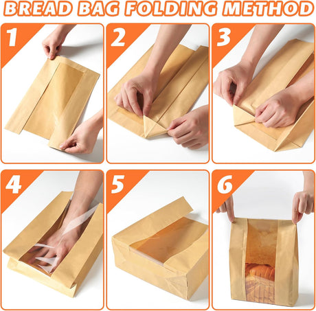 50 Pcs Bread Bags for Homemade Bread, Sourdough Paper With Window, 50% Thicker 13.7x8.2x3.7in A Large Bakery Used Storage Cookies & Snacks, 60 Cute Sealing Stickers Ties