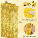 3 Pack 3.3x8.2 Feet Gold Foil Fringe Backdrop Curtains, Tinsel Streamers, for 2025 New Years Eve, Graduation, Birthday, Baby Shower, Gender Reveal, Disco Party 05