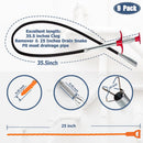 35.5-inch Drain Clog Remover (1 piece), 25-inch Snake Hair Remover (6 pieces) & Cleaning Brush (2 pieces), Catcher Auger Cleaner Tool Set For Toilet, Kitchen Sink, Bathroom Tub, Sewer, 9 Pack