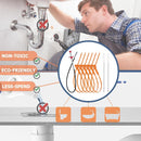 35.5-inch Drain Clog Remover (1 piece), 25-inch Snake Hair Remover (6 pieces) & Cleaning Brush (2 pieces), Catcher Auger Cleaner Tool Set For Toilet, Kitchen Sink, Bathroom Tub, Sewer, 9 Pack