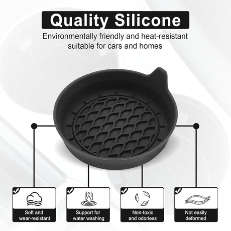 Petluno Car Cup Holder Coaster, Silicone Insert, Universal Non-Slip Holders, Interior Accessories for Women and Men, 4 Pack Black