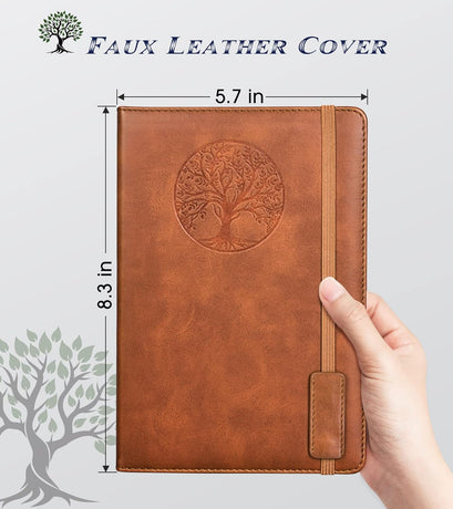 Lined Journal Notebook for Women and Men, 256 Pages A5 Hardcover Leather Journal for Writing, Travel, Business, Work & School, College Ruled Notebook for Note Taking, Diary Notepad 5.7