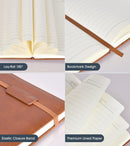 Lined Journal Notebook for Women and Men, 256 Pages A5 Hardcover Leather Journal for Writing, Travel, Business, Work & School, College Ruled Notebook for Note Taking, Diary Notepad 5.7"×8.3" (Brown) Brown A5-sized