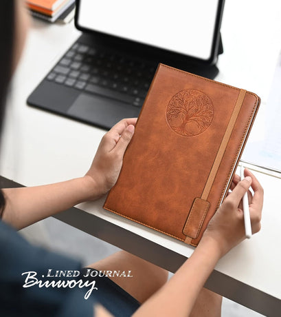 Lined Journal Notebook for Women and Men, 256 Pages A5 Hardcover Leather Journal for Writing, Travel, Business, Work & School, College Ruled Notebook for Note Taking, Diary Notepad 5.7