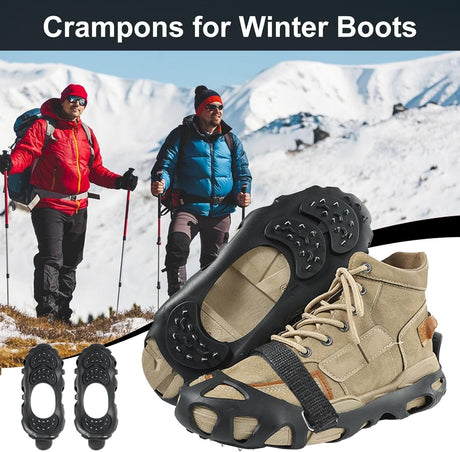 Climbing Spikes Shoes - Anti Slip Ice Claws | 30 Teeth Outdoor Cleats Crampons Multipurpose Portable Snow Grippers Walking Traction Large
