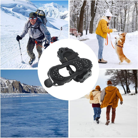 Climbing Spikes Shoes - Anti Slip Ice Claws | 30 Teeth Outdoor Cleats Crampons Multipurpose Portable Snow Grippers Walking Traction Large