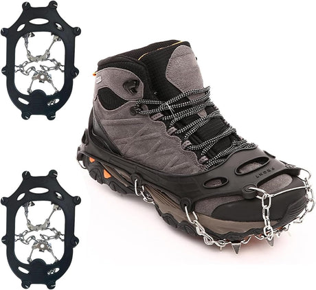 Grödel Stijgijzers for hiking boots with 10 teeth, crampons, shoe spikes, winter, anti-slip shoe spikes for men, women, adults, suitable for walking, trail running,