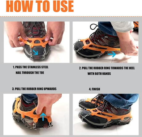 Grödel Stijgijzers for hiking boots with 10 teeth, crampons, shoe spikes, winter, anti-slip shoe spikes for men, women, adults, suitable for walking, trail running,