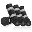 Anti-slip dog shoes with reflective strips, high waterproof dog boots, durable leather rubber sole dog paw protectors for small, medium and large dogs, 4 pieces (XL, black)