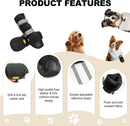 Anti-slip dog shoes with reflective strips, high waterproof dog boots, durable leather rubber sole dog paw protectors for small, medium and large dogs, 4 pieces (XL, black)