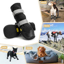 Anti-slip dog shoes with reflective strips, high waterproof dog boots, durable leather rubber sole dog paw protectors for small, medium and large dogs, 4 pieces (XL, black)