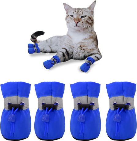 Petluno Antislip, dog boots, paw protection, these comfortable dog boots with soft soles are equipped with reflective straps (6, blue) Blue 6