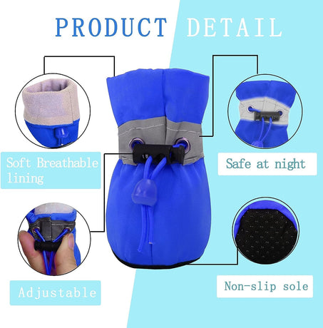 Petluno Antislip, dog boots, paw protection, these comfortable dog boots with soft soles are equipped with reflective straps (6, blue) Blue 6