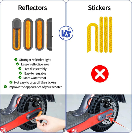 Reflective strip tire covers for Xiaomi M365, Pro, 1S, Essential, Pro2, Mi3, front and rear wheel protectors, reflective e-scooter accessories (black/orange)