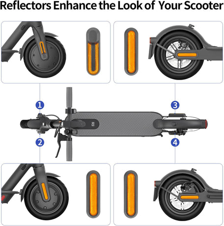 Reflective strip tire covers for Xiaomi M365, Pro, 1S, Essential, Pro2, Mi3, front and rear wheel protectors, reflective e-scooter accessories (black/orange)