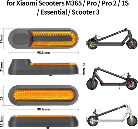 Reflective strip tire covers for Xiaomi M365, Pro, 1S, Essential, Pro2, Mi3, front and rear wheel protectors, reflective e-scooter accessories (black/orange)