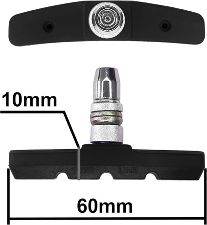 4 x bike brake blocks, 2 pairs, 60 mm, symmetric, V-brake, compatible with Shimano Tektro Avid Sram rims Cycle MTB City