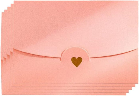 Mini envelope, 50 pieces, gift card envelope, mini pink envelopes, with heart closure, for DIY gift vouchers, Christmas, Valentine's Day, birthday party, gift card (Pink) pink