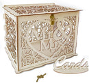 Petluno Latest design letterbox wedding gift vouchers box vintage large DIY wooden cards box money box with lock for birthday babyshower anniversary (Mr & Mrs, yellow) yellow
