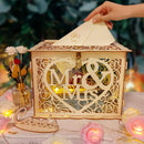 Petluno Latest design letterbox wedding gift vouchers box vintage large DIY wooden cards box money box with lock for birthday babyshower anniversary (Mr & Mrs, yellow) yellow