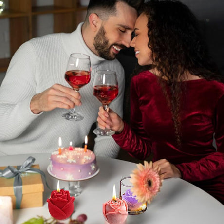 2 candle-shaped molds for pouring, 3D silicone for Mother's Day, Valentine's Day, birthday, Valentine's Day.